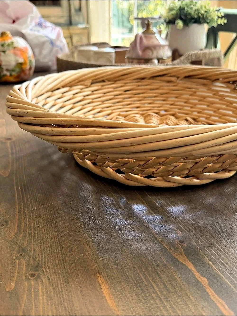 Woven Round Basket in Tan